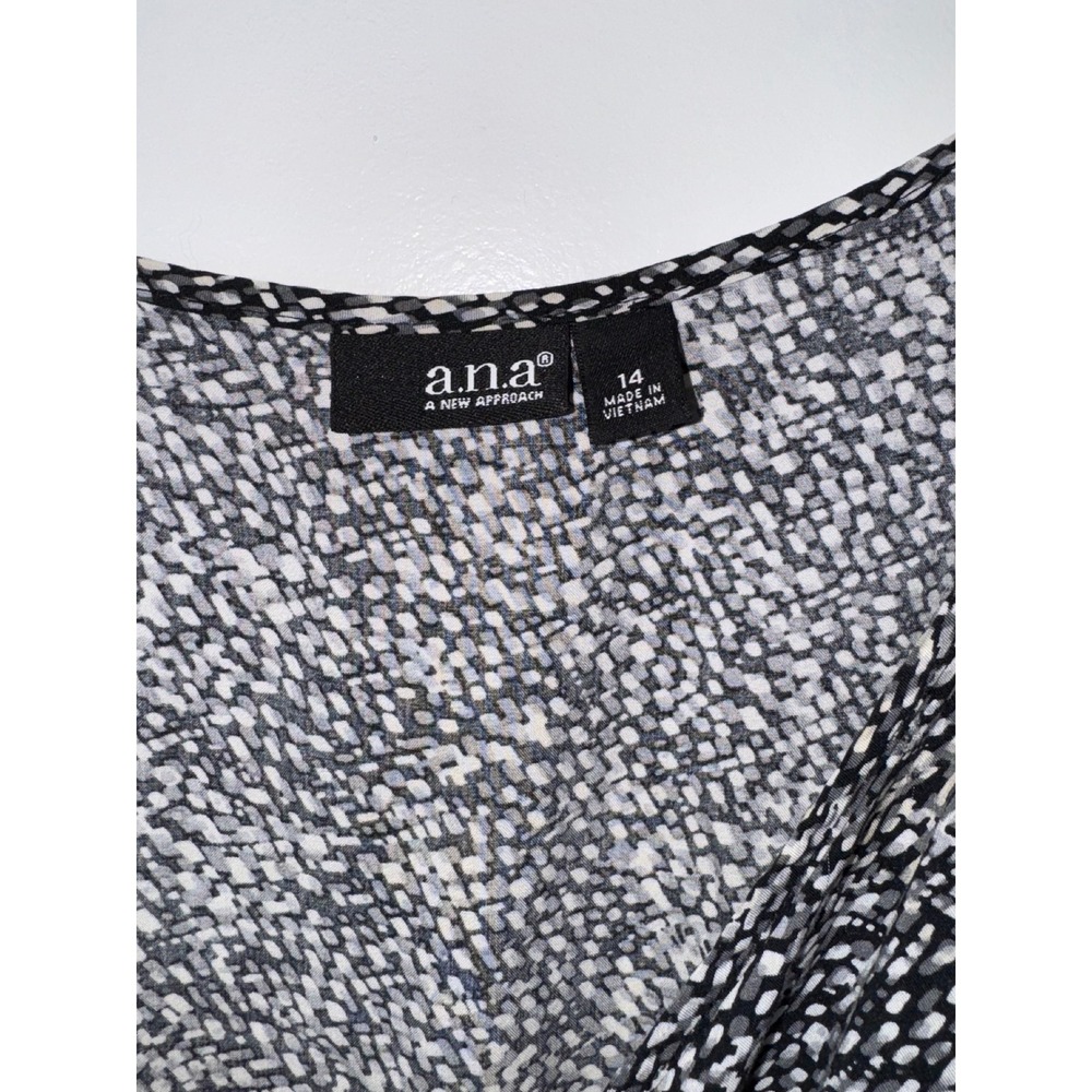 ANA Size L Black White Speckled Print Sleeveless Jumpsuit Boho Beachy Coquette - Picture 3 of 4